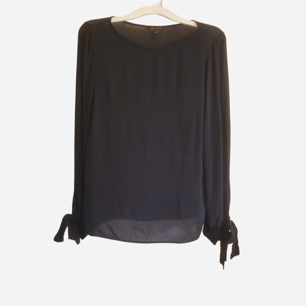 Banana Replublic Black Poet Sleeve Top Size XS Minimal Career Office Capsule